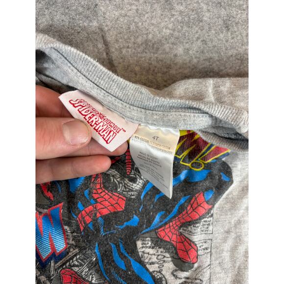 Spider-Man Shirt Toddler 4T Gray Graphic Marvel Superhero Comic Pop Art Tee - Picture 4 of 6